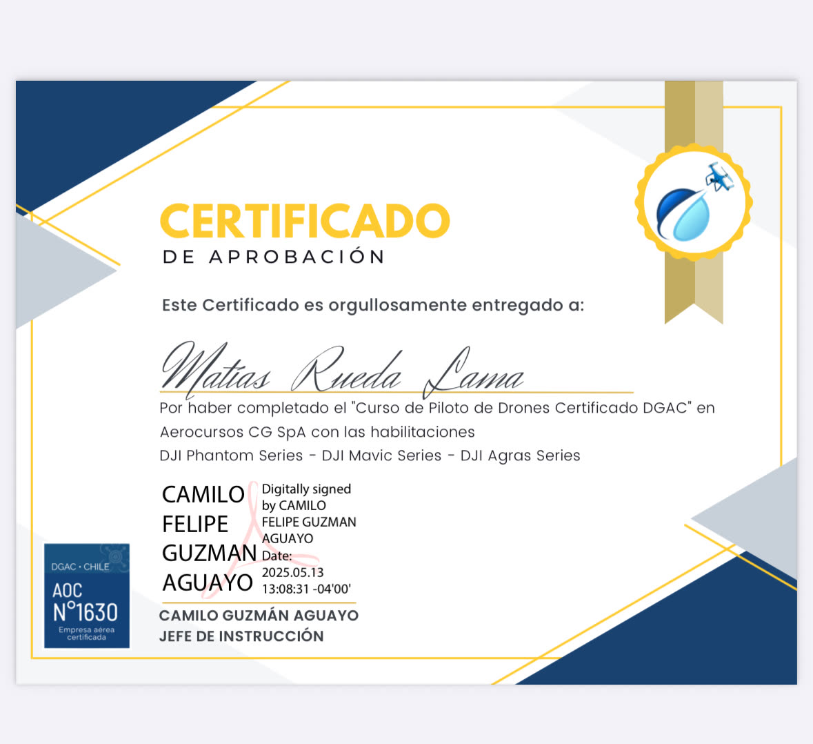 Piloto de drones certificado DGAC